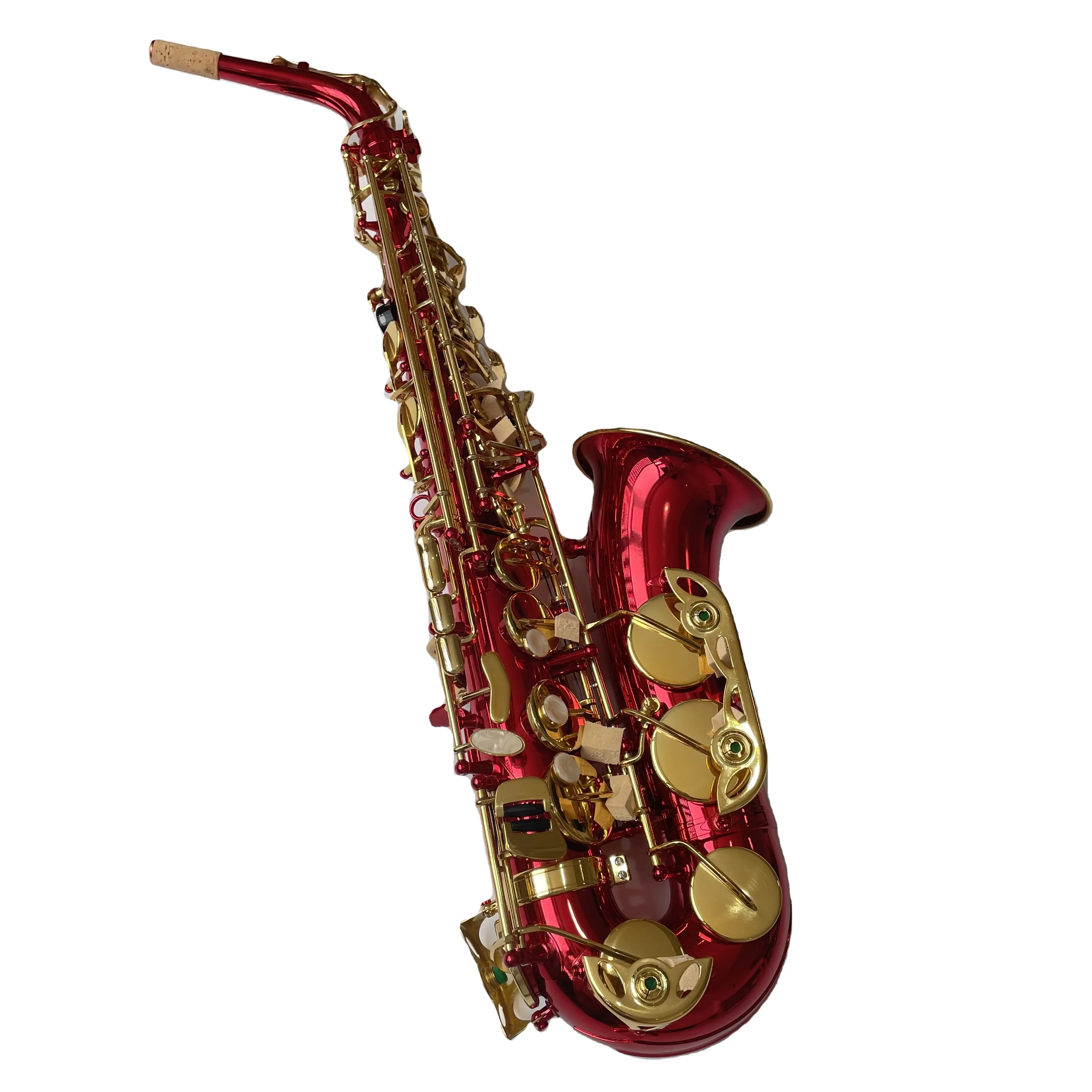 Professional General Grade Be Key Red Alto Saxophone with  Brass Material
