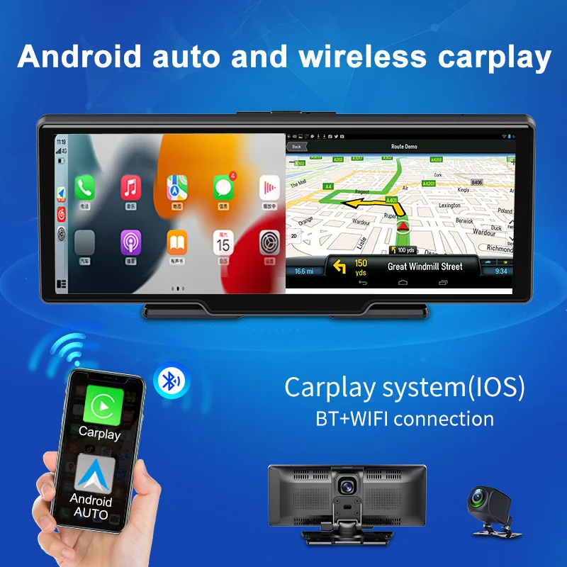 Universal Portable 10.26 Inch Car Stereo Carplay DVR Car Stereo DVD Degree Rotation Player Car Radio