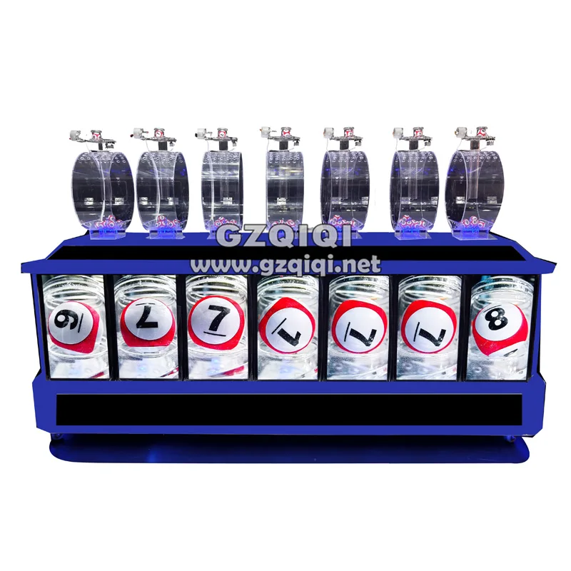 Air blown 7D multi-cylinder lottery ball machine with TV to show lotto balls