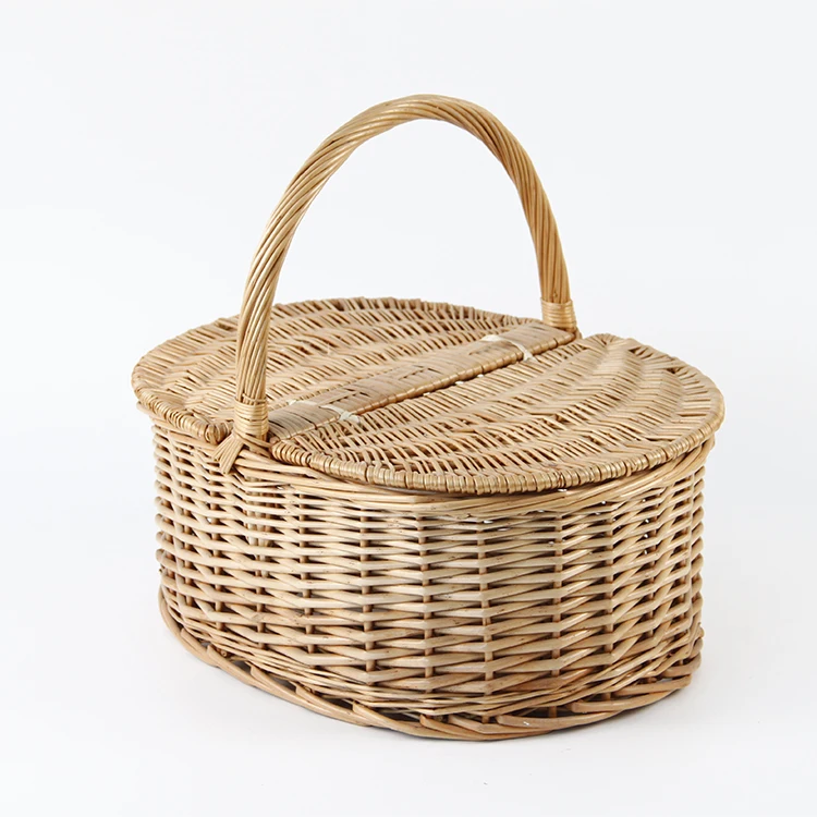 Factory Outlet Cheap Wicker Picnic Basket picnic basket with lid Braided Oval Picnic Basket