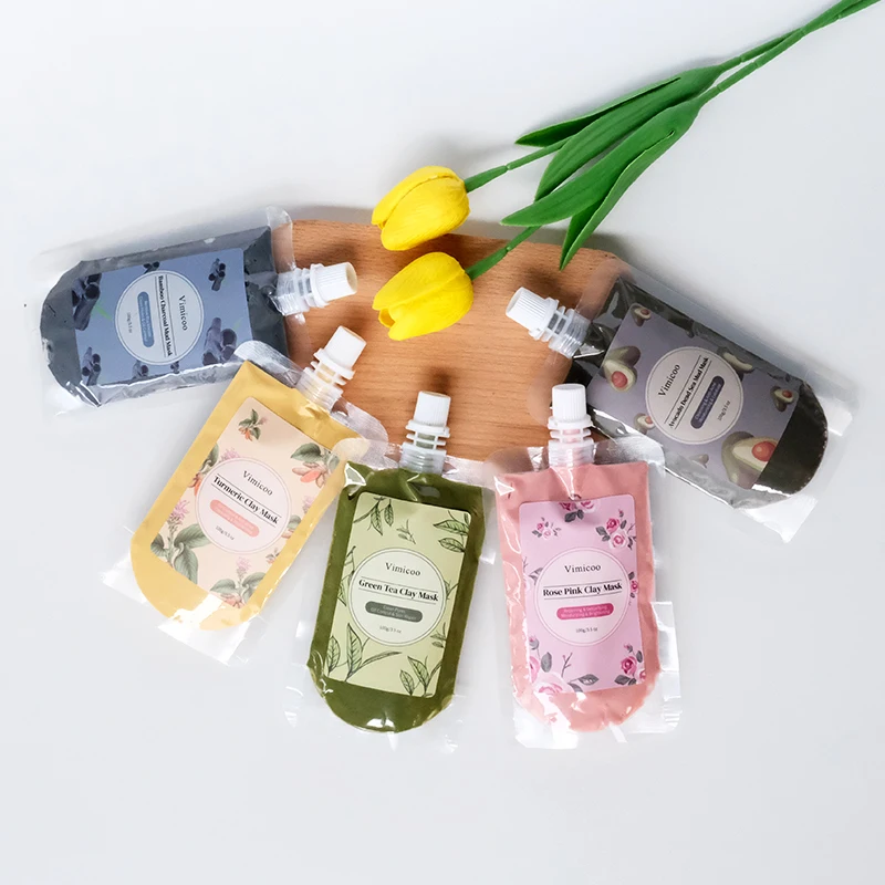 50 шт в наборе изготовленным на заказ логосом уход за кожей лица косметический продукт по уходу частная этикетка для против акне природные органические розовый каолиновая глина авокадо грязевая маска