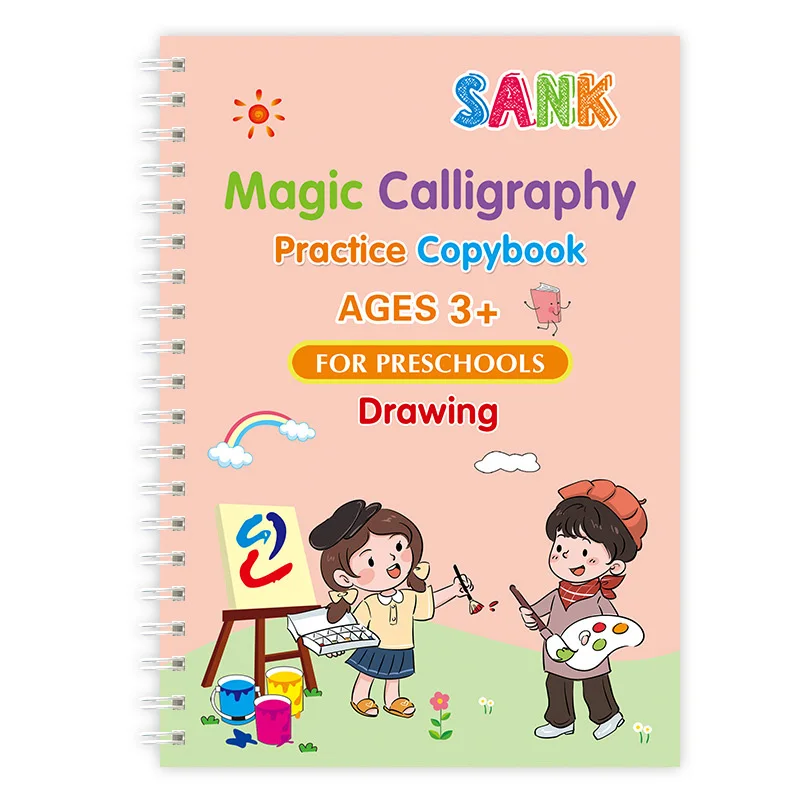 4pcs set Magic Practice Copybook with English Language Printing Reusable Children Calligraphy Copybook Activity Book