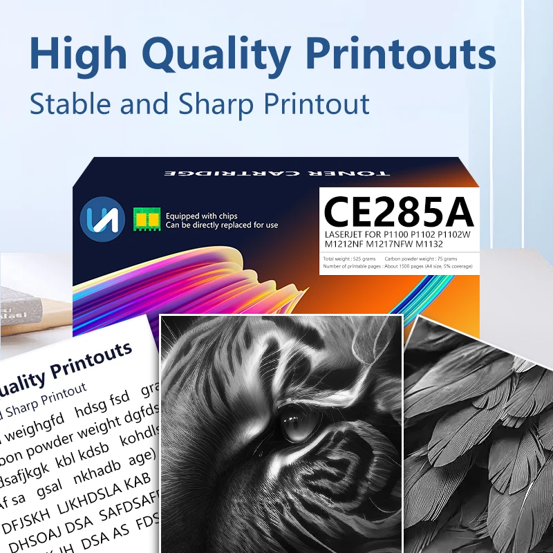 CE285A for HP LaserJet P1102w M1212nf M1217nfw M1132 P1100 P1102 285A 85A Toner Cartridge with Chip for use in Printers