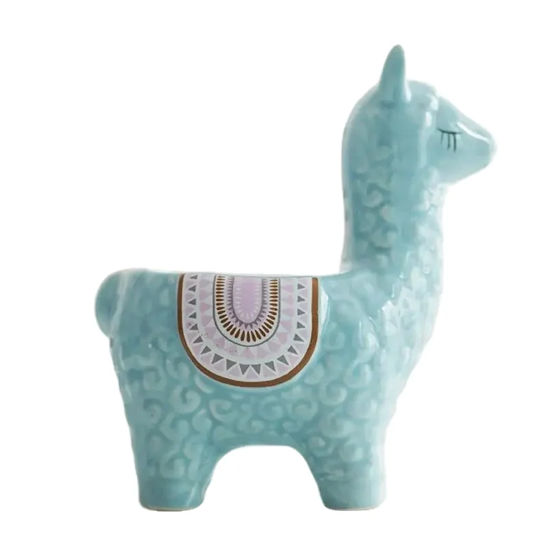 Ceramic Alpaca Flower Pot Home Decoration Succulent Bonsai Animal Succulent Vase Plant Cactus Potted European Style Garden Decor