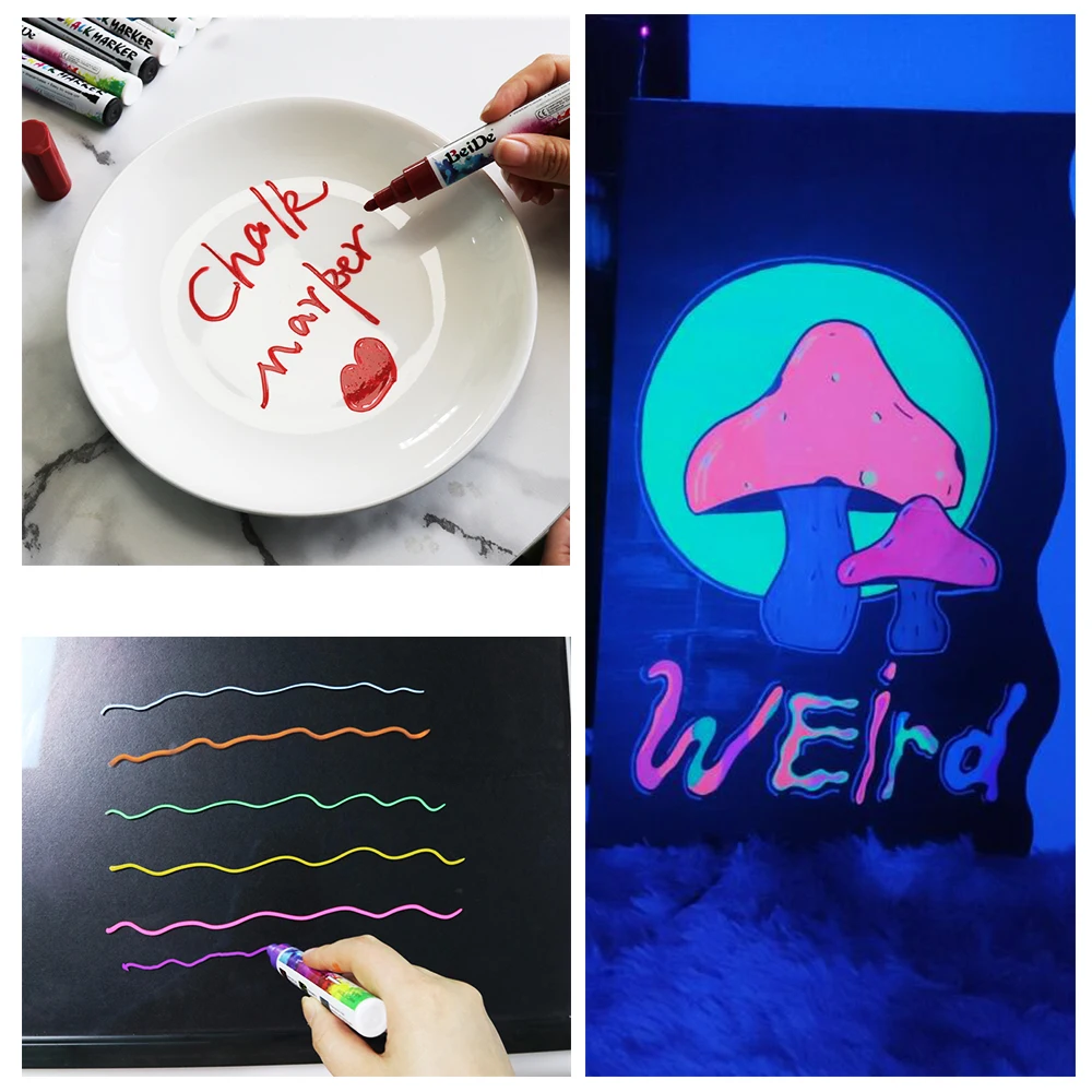 10 винтажных цветах Жидкий Мел маркеры Bold сухое стирание Маркер ручки для доске, доска, Windows, досок, вывески, бистро