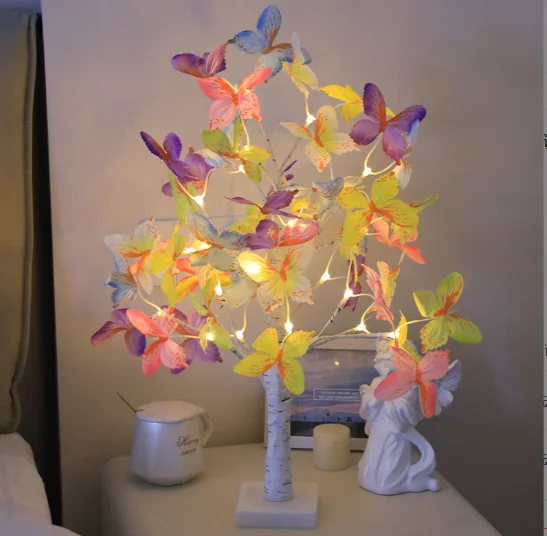 Newish Table Desk Decor For Bedroom Indoor tree Light butterfly Blossom Night Light 60cm battery box