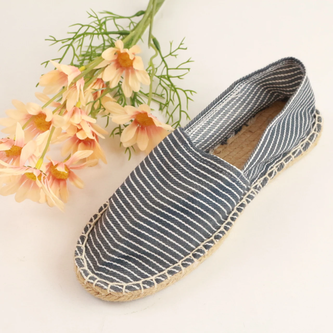Fashion Espadrilles Classic Women Flat Canvas Sneaker Casual Shoes Jute Slip-on Lazy Shoes In Summer