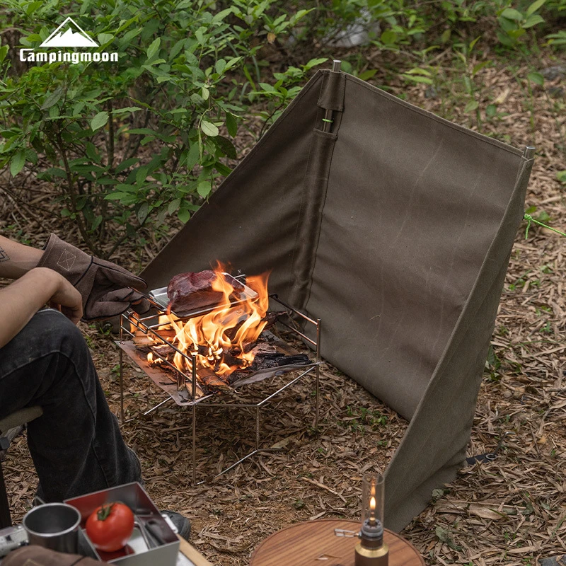 In Stock Hot Selling 100% Polyester Canvas Fabric Camping Stove Windshield For Camping Garden Charcoal Grills Windshield