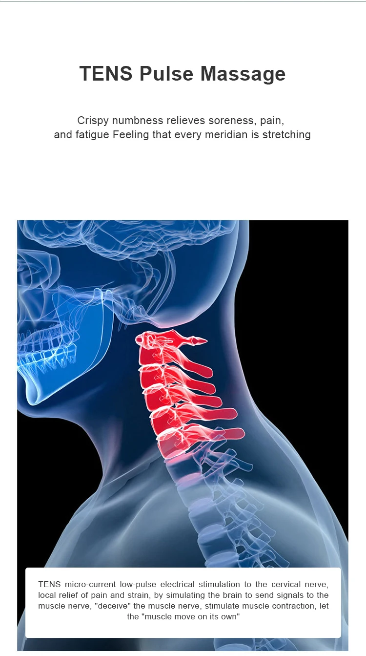 Intelligent Portable Wireless TENS Pulse Hot Compress Smart Neck Massager