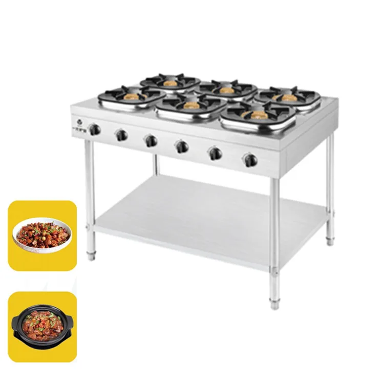 hotel restaurant stainless steel standing gas cooker gas burnerz 6 burner commercial gas stove