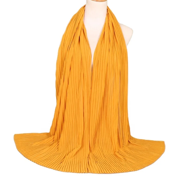 Цвет морщинка гофрированного атласа хиджаб шарф класса люкс для женщин мусульманский шарф хиджаб Tudung bawal Малайзии Тяжелая шифоновая Plain