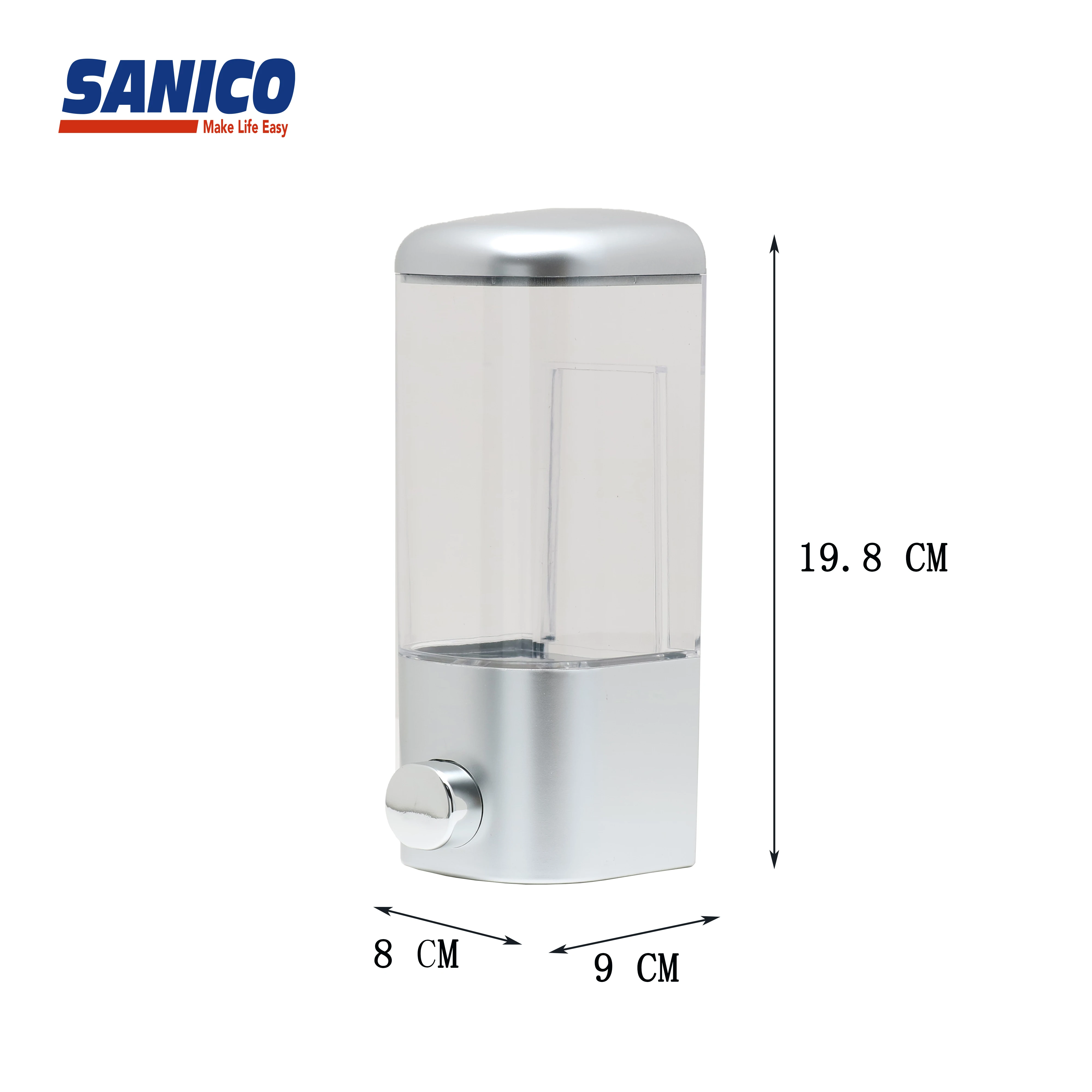 500ml Plastic Manual Liquid Crystal Visible Family Hotel Soap Dispenser with Chrome