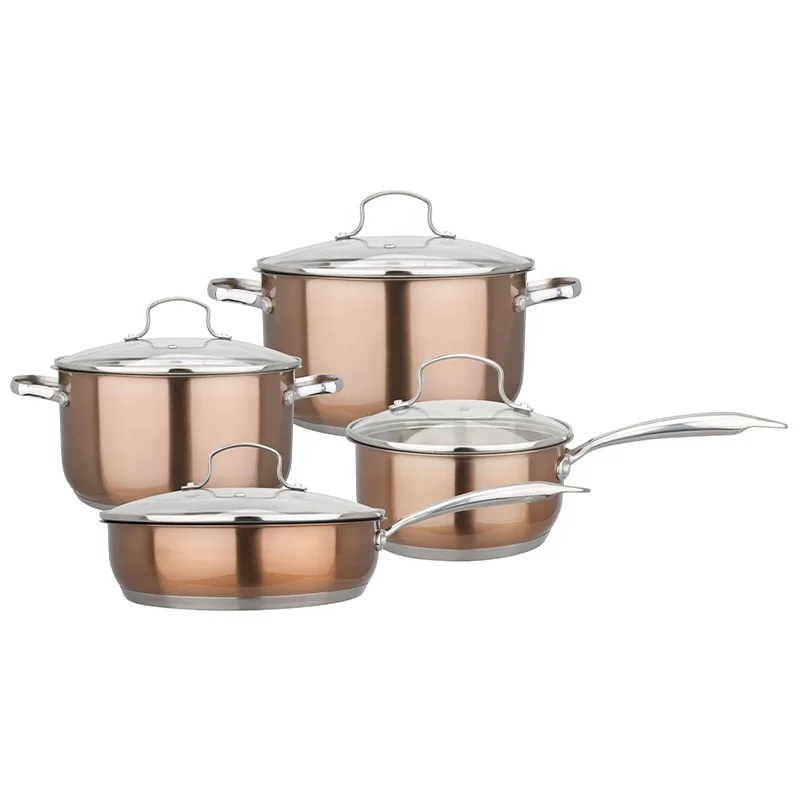 Best Price Kitchenware Cooking  Pots Stainless Steel 8Pcs Cookware Set