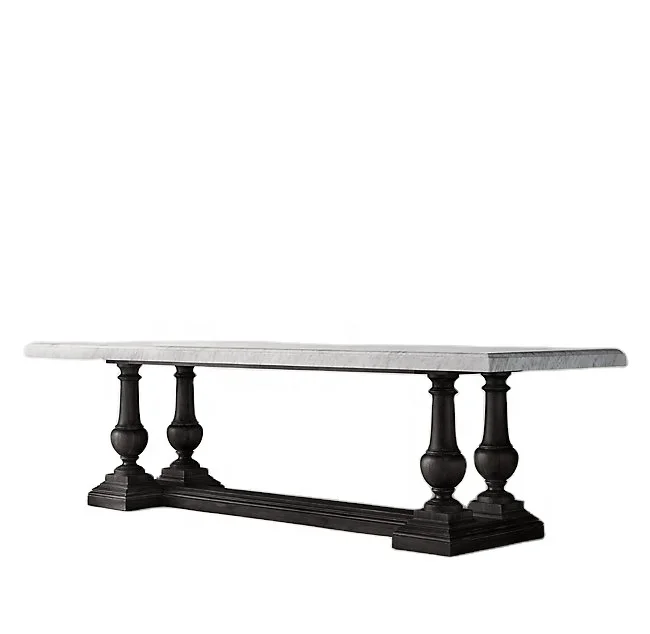 solid oak wood marble glass top Antique French style  dining tables
