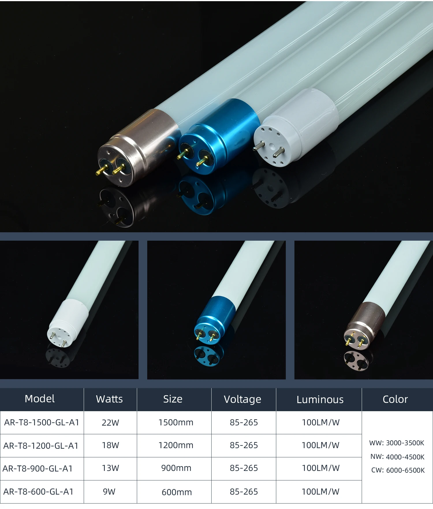 Высокое качество Заводская цена OEM/ODM 3000K-6500K 18W 2FT 3FT 4FT алюминий ПК и стекло G13 T8 Светодиодная трубка 8FT FA8 R17D лампа