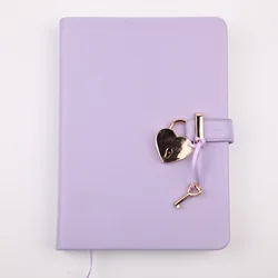 2023 Diary Pu Custom Leather Notebook Colored Gold Edge Agenda Planner paper Cute Journals With Heart-Shaped Key Lock