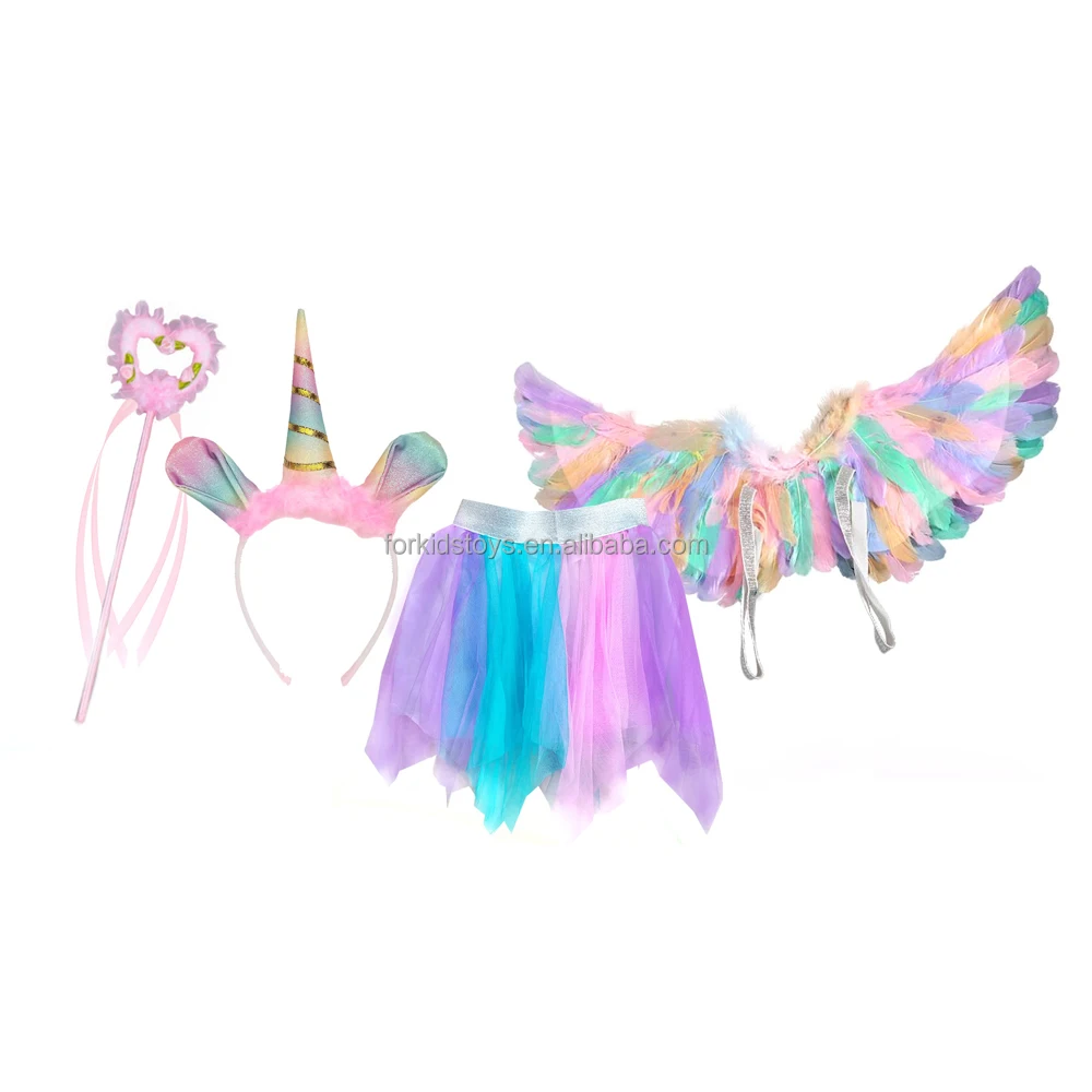 Princess Dress Party Accessories Toy Unicorn Headband High Heels Hand Bag and Tutu Skirt for Girls up Game