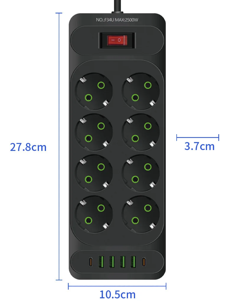 European standard socket for household wholesale 8 European style socket with switch 2-meter3-meter5-meter dedicated