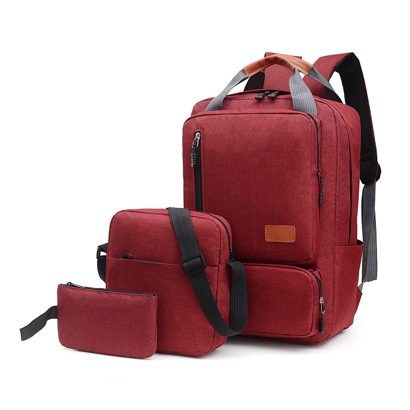 Red Bag Wholesale Laptop Backpack three-piece business bag USB sports backpack business computer bag travel backpack