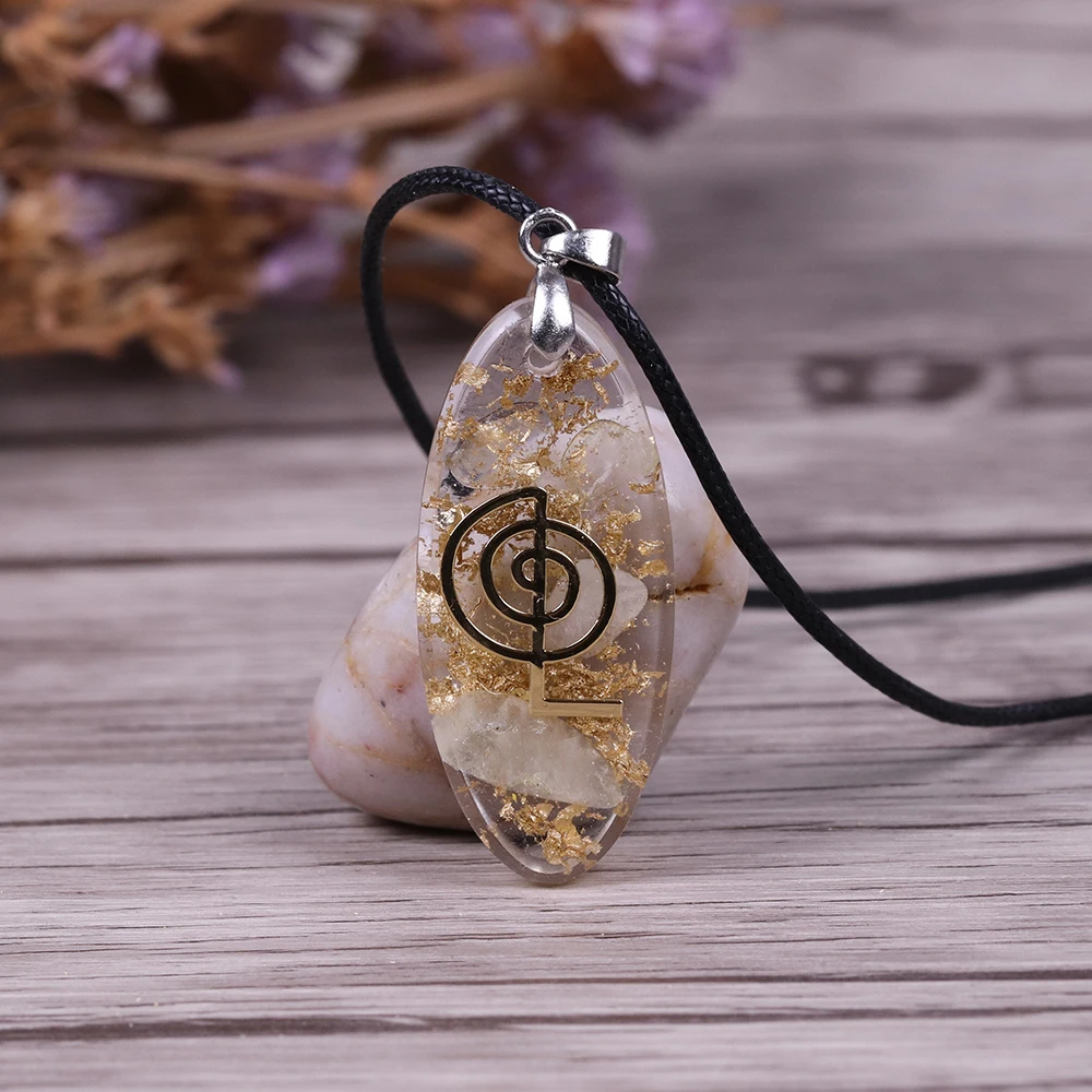 Crystal Necklace Waterdrop Shaped Orgonite Necklace With Cho Ku Rei Symbol Jewelry Orgone Pendant