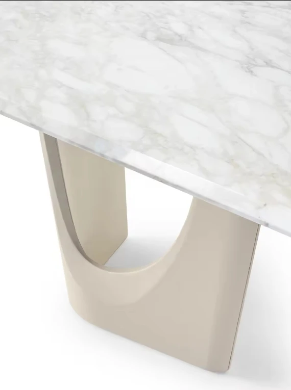 Italian Modern Dining Room Sets Latest Design Marble Dining Tables with Wooden Base Steel Furniture for Living Room