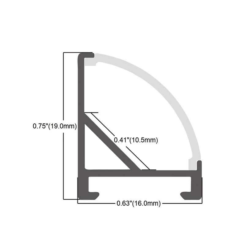 With PC Cover Channel 45 90 Degrees Angle Magnet Install Silver Black White Aluminum Strip Extruded Corner LED Profile