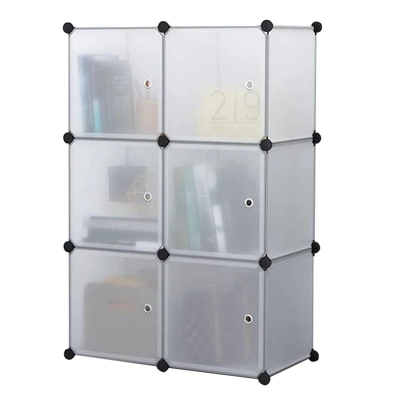 Cube Storage Organizer 6-Cube Plastic Cupboard Bookshelf Plastic Square Organizer Shelving