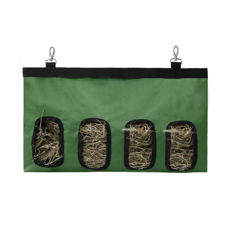 Rabbit Hay Feeder Bag Hay Bag 4 Holes Hanging Feeder Pig Hay Feeder Storage Small Animal Feeding Bag for Rabbit Guinea Pig