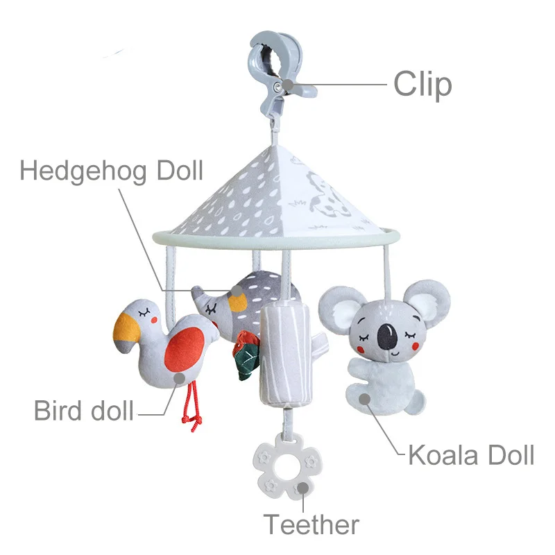 Зонтик с милыми животными игрушки для коляски детские автокресла 0-6 месяцев подвесные новорожденных мягкий звук ветер N079