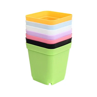 Best Seller Colorful Square Plastic Plant Pot with Pallet for Decoration of Home Office Desk Garden