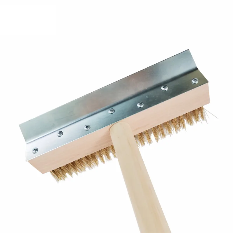 Pizza Oven Brush Cleaning Tool Long Wooden Handle Single Head Giant Grill Brush Cleaning Brush