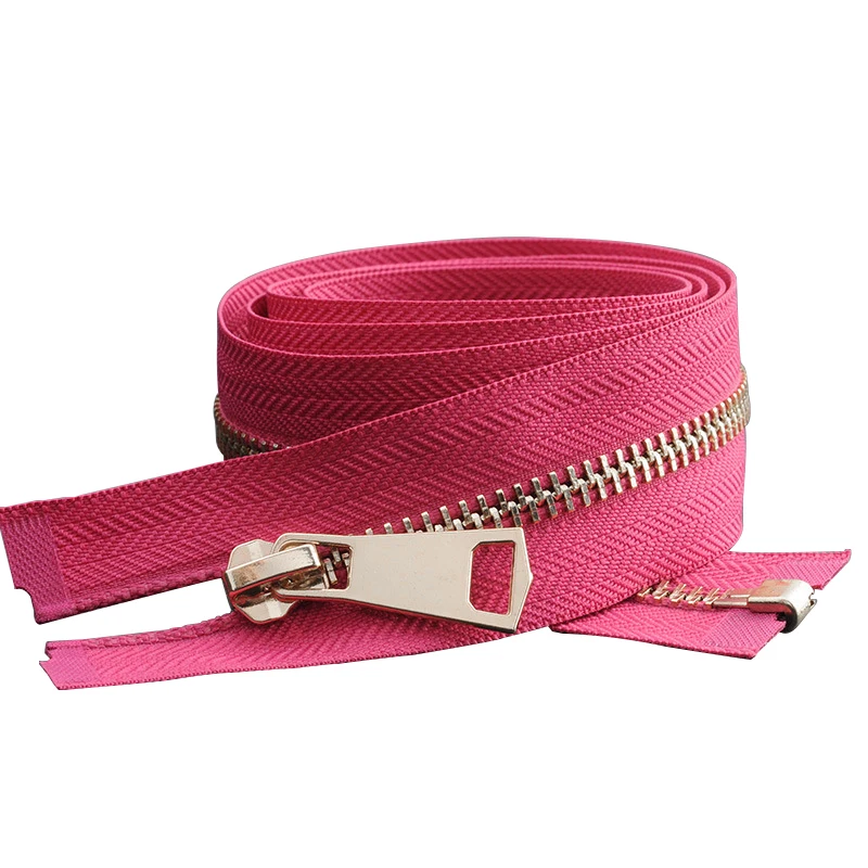 Manufacturer wholesale price high quality 5# 7# metal slider Industrial Nylon and metal zipper long chain strap Pants zipper