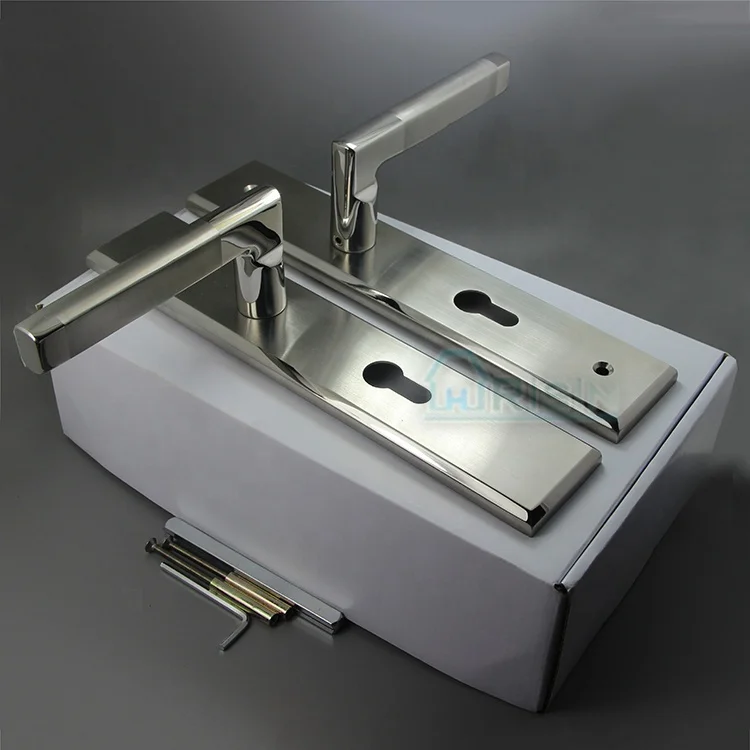 Stainless Steel 201 Bathroom Door Handle Lock with Plate