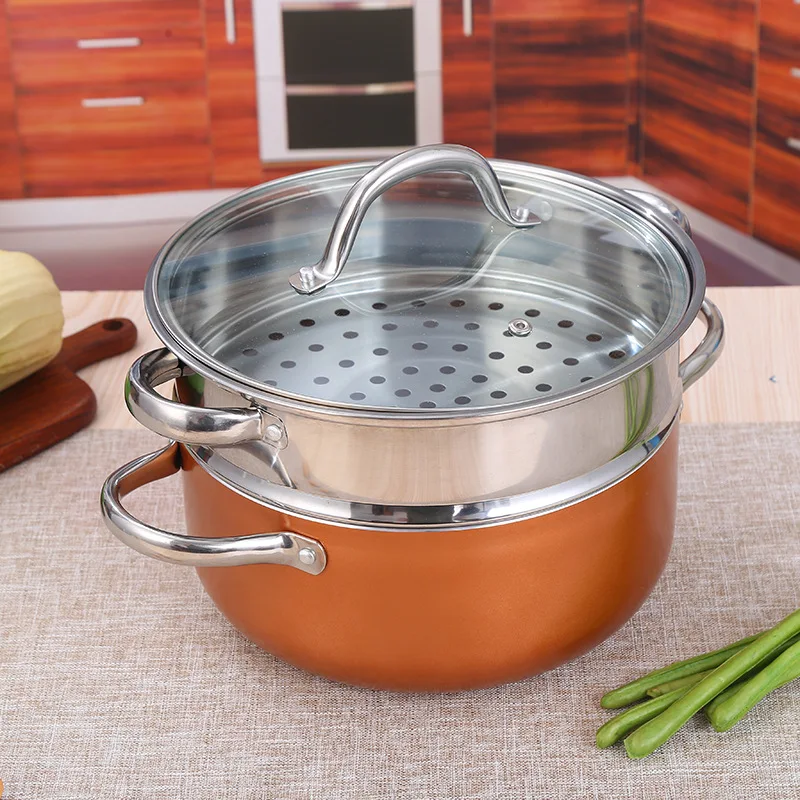 New Stretched Pot Popper Color Ceramic Non Stick Cookware Set Pot Customized 13 Pieces Copper non-stick Cookware Pans Pots Set
