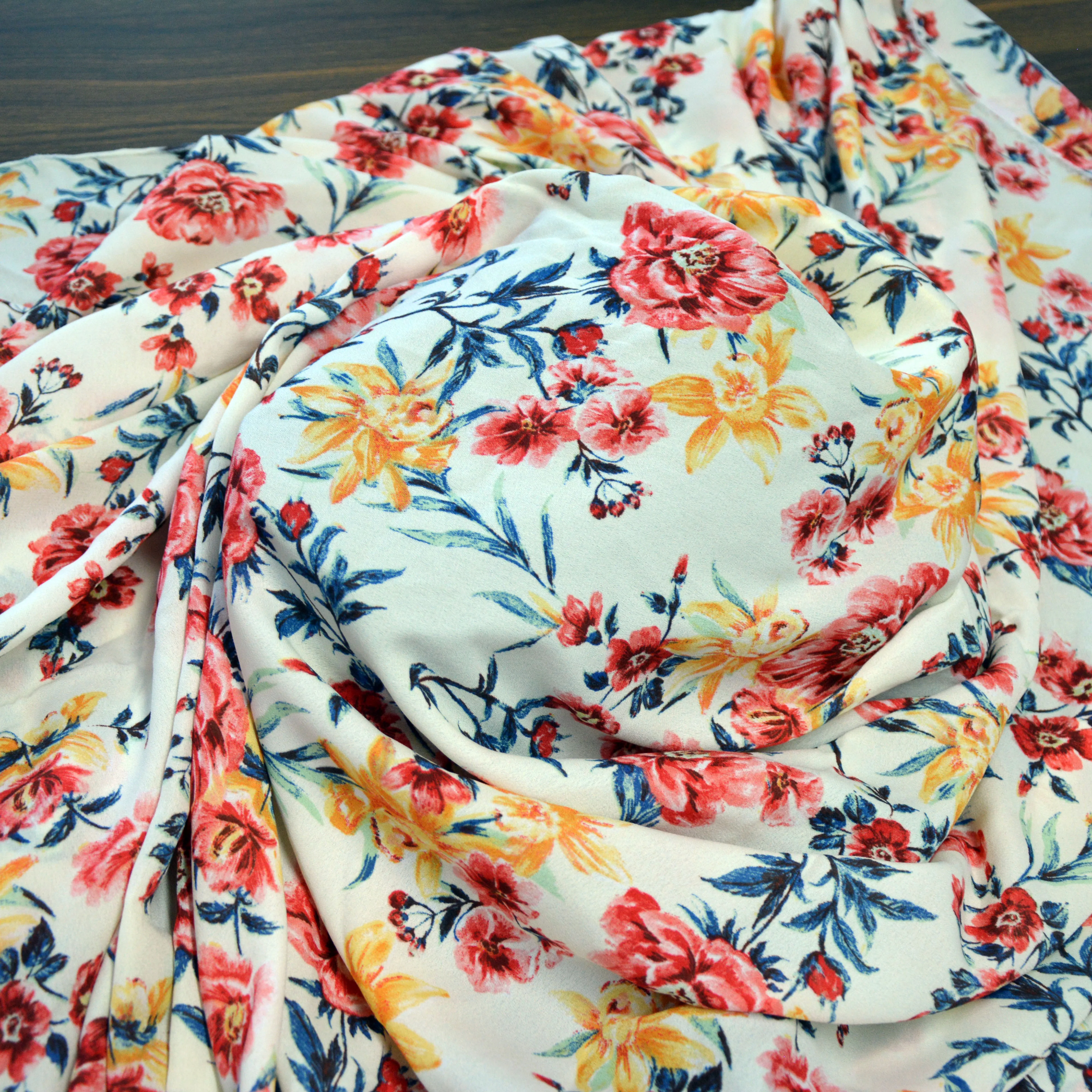 75D 100% Polyester Fabric Wholesale Floral Print Moss Crepe Chiffon with Pattern Water Printing Habijabi