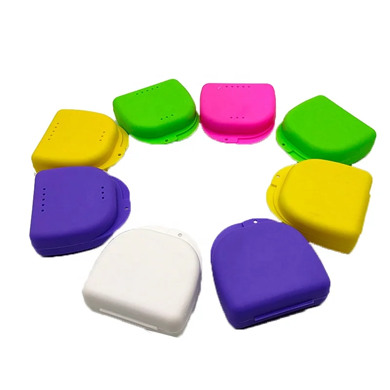 Custom Logo Colorful Plastic Orthodontic Denture Case Dental Retainer braces Box