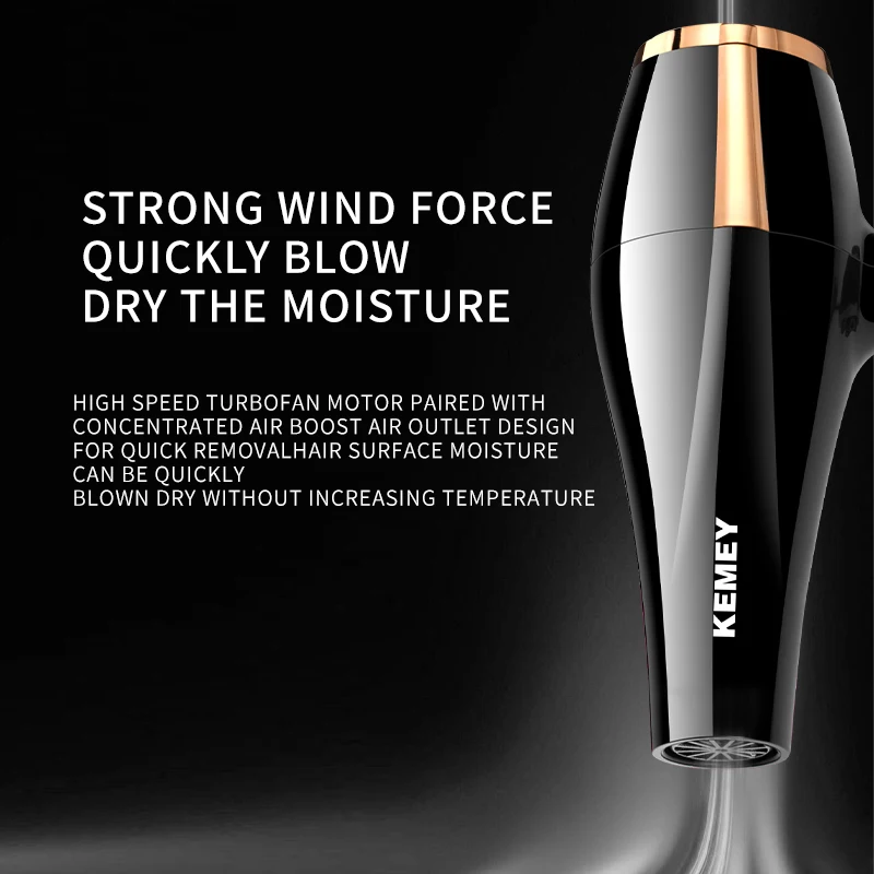 KEMEI Km-5815 Quick Fast Dry Hair Dryer 1600w High Speed Strong Wind Hair Blower Quick Fast Dry Hair Dryer With Styling Nozzles