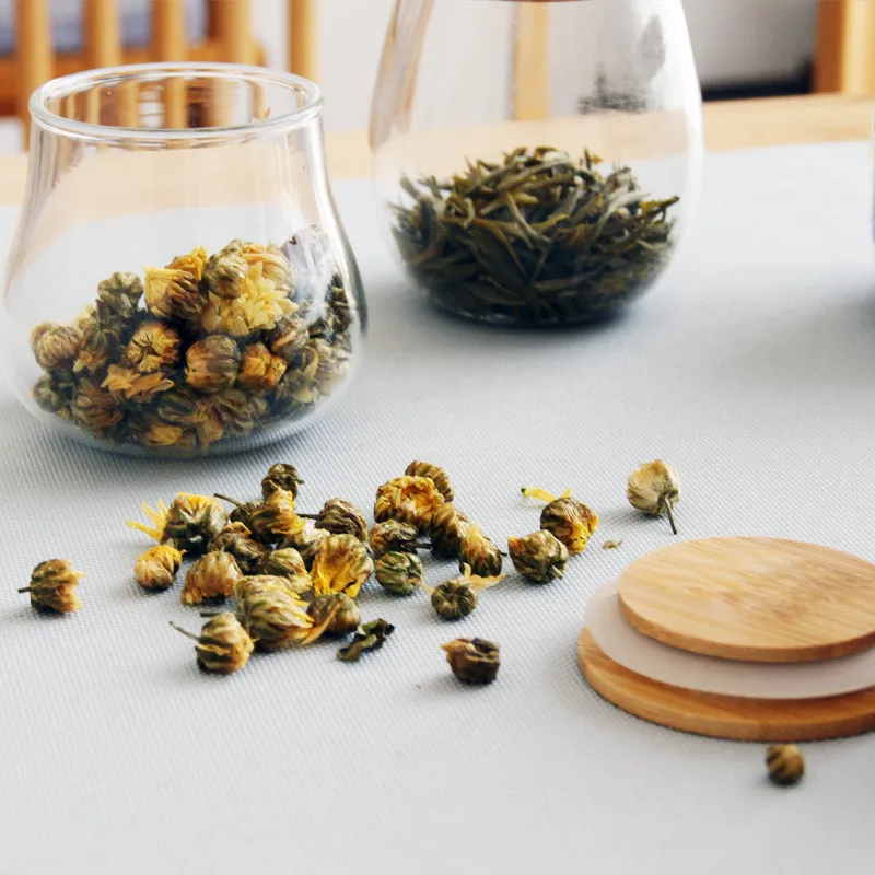 Wholesale Blown Glass Jar Borosilicate Customized Size for Kitchen Use Bamboo Wood Material for Food Storage for Back to School