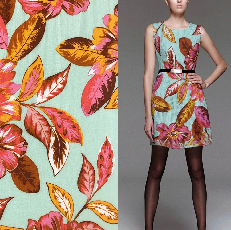 Hot Sale Low Price floral printed woven 100% rayon fabric viscose challis Fabric for shirt