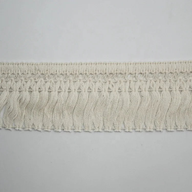 Wholesale 60mm wide White Beige 6cm Cotton Carpet Rug Tassel Fringe Trims for Home Textile Garment Decoration Curtains