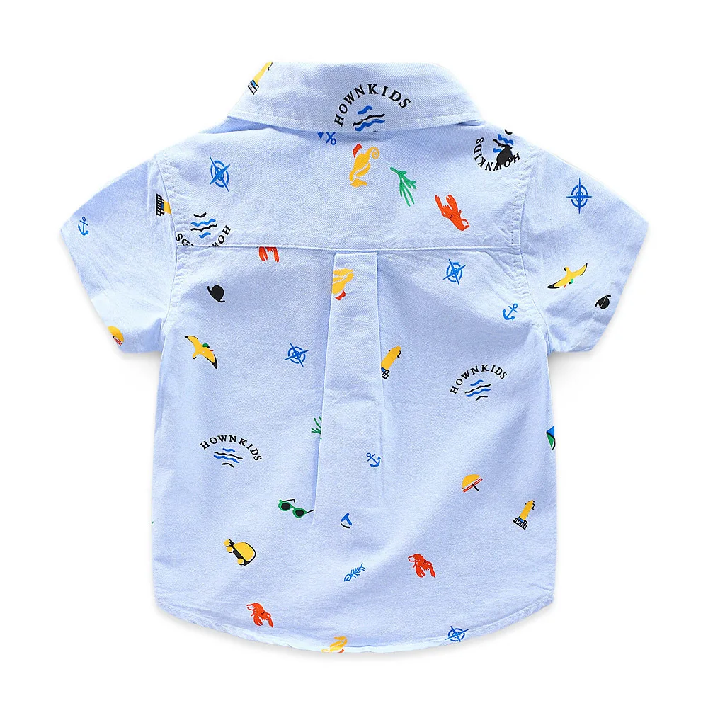 
Wholesale Price Cartoon Baby Boys Short-Sleeved Pocket Shirts 