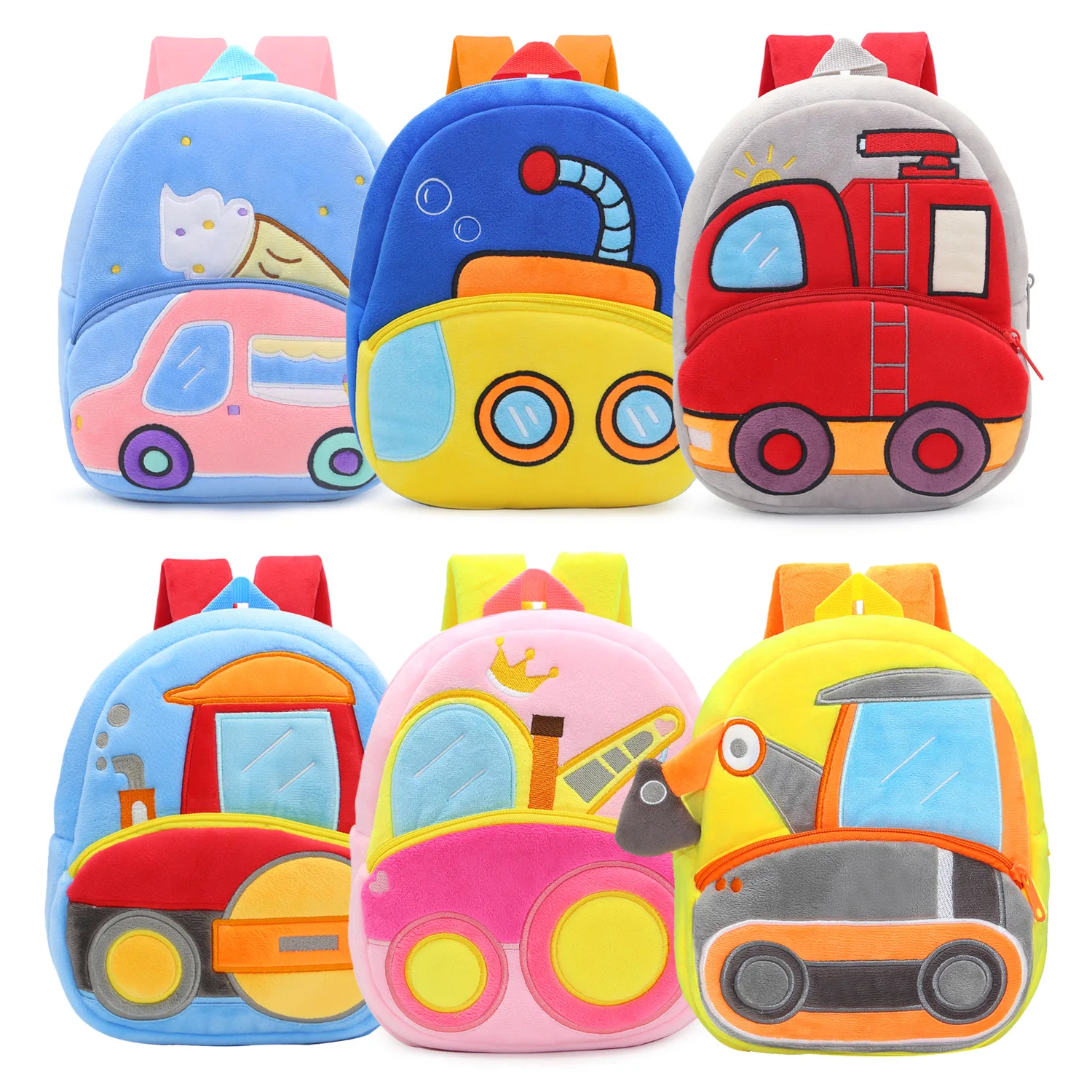 Plush Backpacks Children Toddler School Bag Double Shoulders Cartoon Backpack Bags Car for
