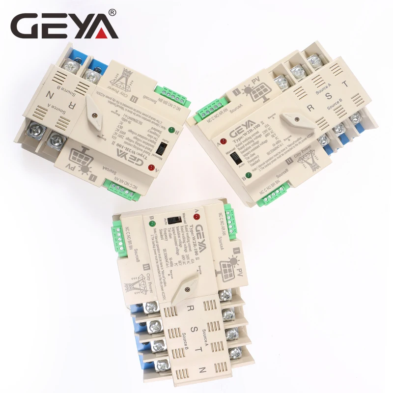 Автоматический переключатель GEYA 2P 3P 4P 63a 220 В ATS двойной