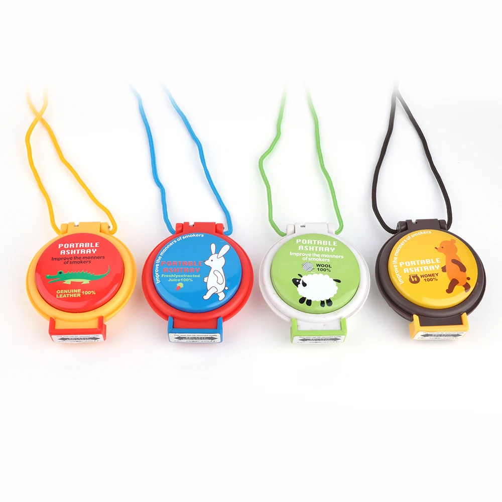 Mini Round Durable Portable Ashtray Customize Printed Plastic Pocket Ashtray Keychain Wholesale