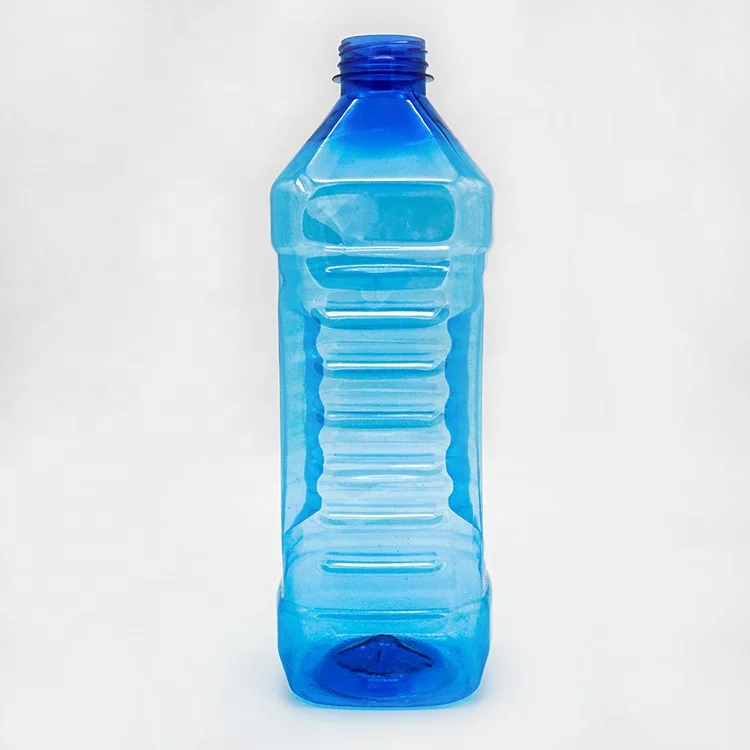 
Square Column Plastic Bottle Blue Transparent Pet Vehicle Cleaner Glass Detergent Container 1.8 liter 