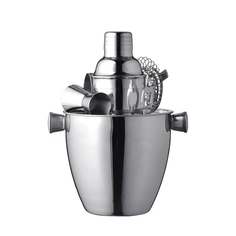 Creation Factory Direct Custom Various capacity Colour Logo 700ml Cocktail Shaker 1500ml Ice Bucket Stainless Steel Bar Products