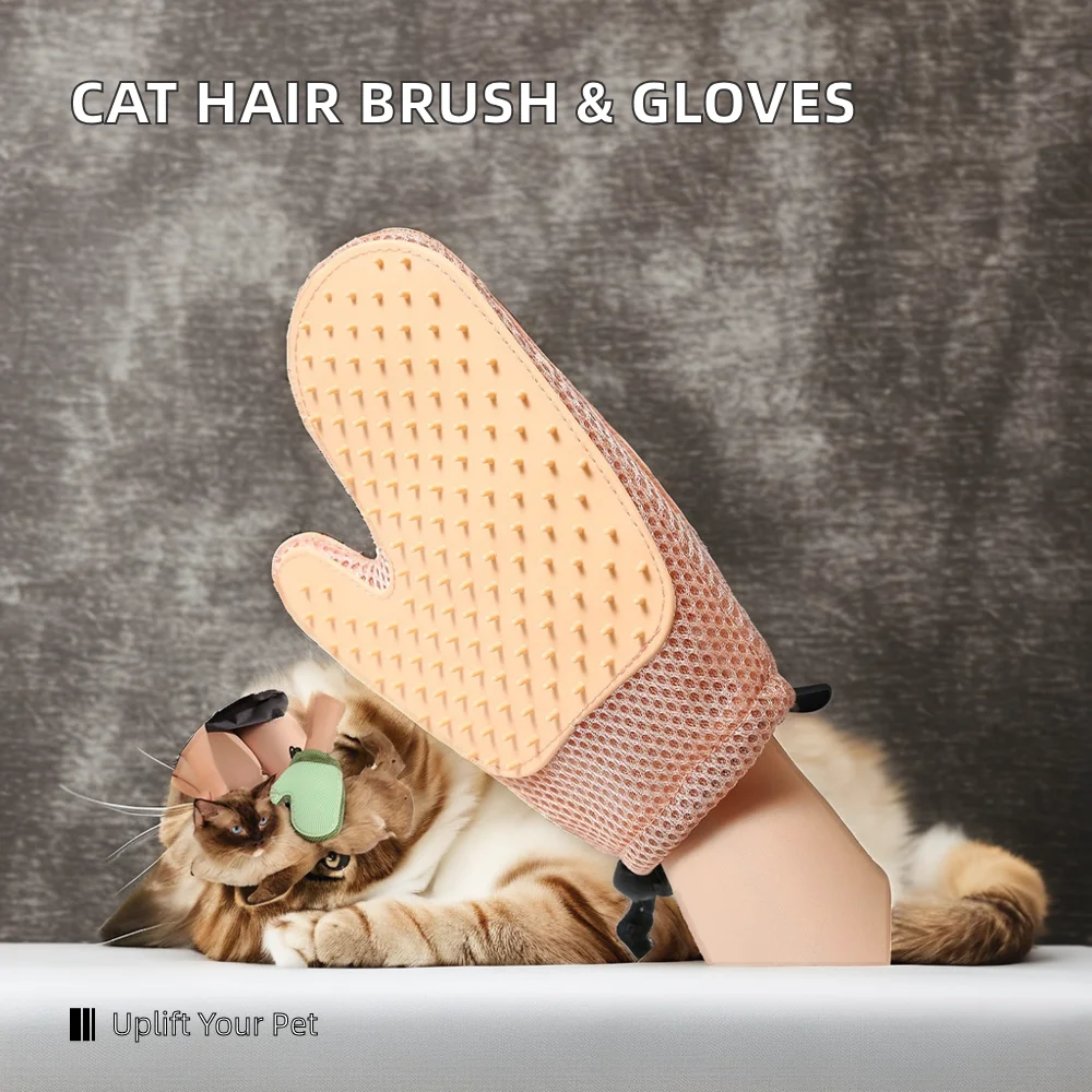 Silicone Cat Gloves Pet Comb Hair Deshedding Brush for Dogs and Cats Bath Fur Remover Glove with Clean Massage Brush