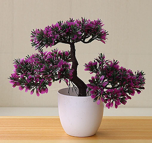 Mini three-pronged welcome pine table pendulum small potted simulation flower bonsai plant home decoration furnishings