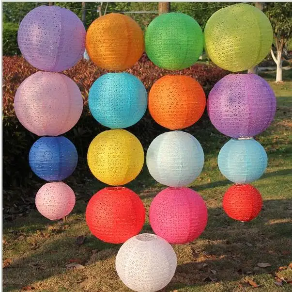 Открытый бумажный фонарь, подвесные украшения, 6-16 дюймов, круглый бумажный фонарь, светодиодный фонарь для свадебного декора, оптовая продажа