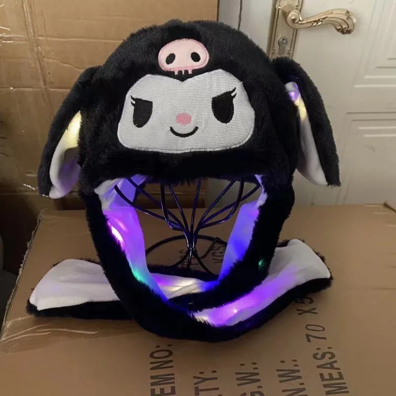 Custom Korea Rabbit Ears Hat Plush Anime Moving Animal LED Light Warm Winter Caps
